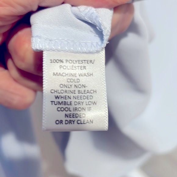 LOFT Small Flare Sleeve Vneck Pale Sky Blue Boho Blouse - Picture 5 of 6